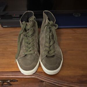 Women’s  Frye Olive Green High-Top Sneakers with White Sole
